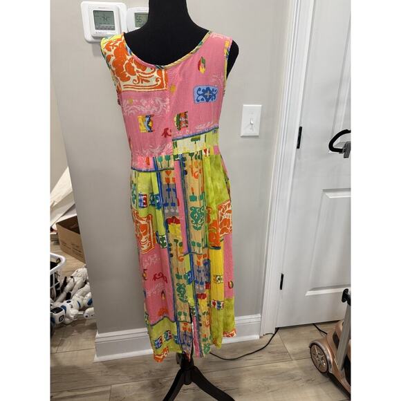 Vintage Twee Jam's World Abstract Colorful Floral Print Maxi Dress Aloha Small - Picture 5 of 8
